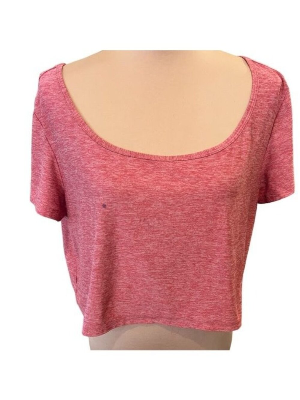 Outdoor Voices Women’s Short Sleeve Tee Size XL Scoop Neck Coral Pink Cropped